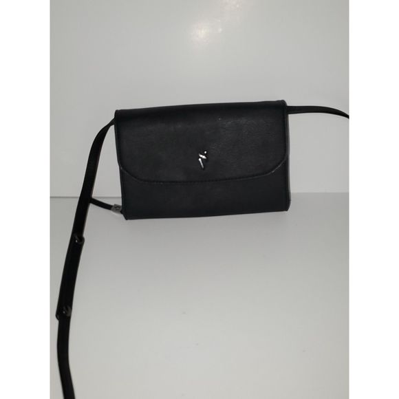 A Simply Vera Crossbody Organizer Shoulder Bag Purse Faux Black Leather - Picture 1 of 12